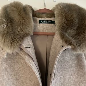 Ralph Lauren faux fur hooded walker coat!
